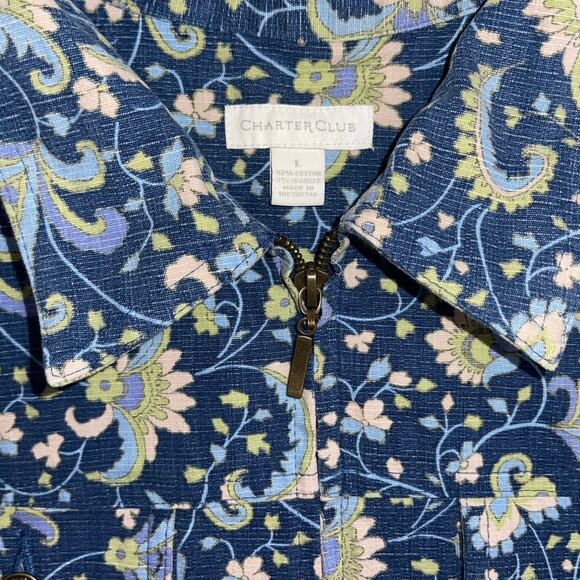Charter Club Womens Floral Paisley Zip up Jacket Size Large Boho Casual - Picture 3 of 4